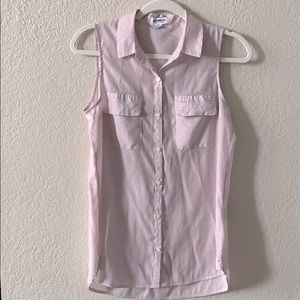 Express pink/white sleeveless button up blouse.